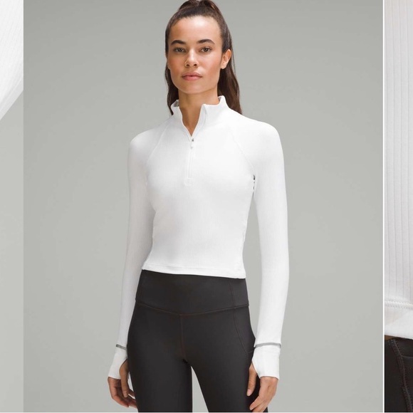 Lululemon Its Rulu Run Ribbed Cropped Half Zip - Picture 1 of 7
